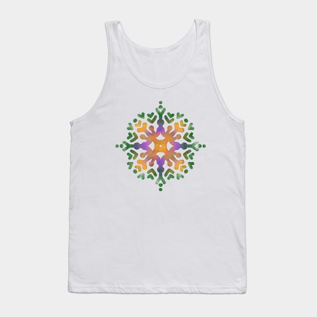 Phulkari Motif - Indian Punjab Traditional Folk Art in Digital Watercolors GC-126-05 Tank Top by GraphicCharms